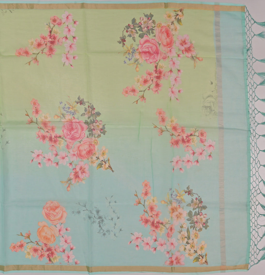 Pure Cotton Kota Doria Digital Print Saree