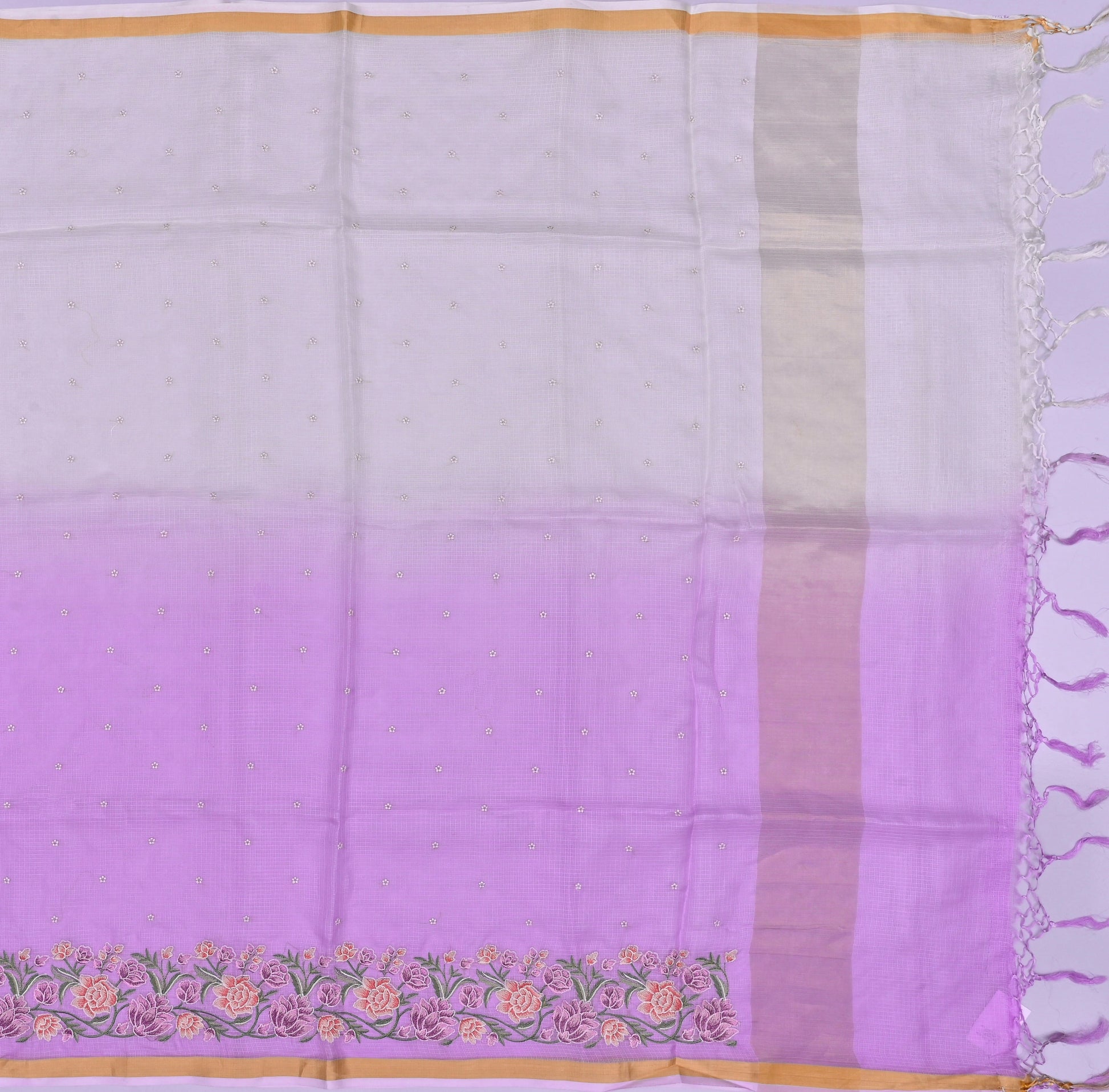 Pure Silk Kota Doria Embroidered Saree