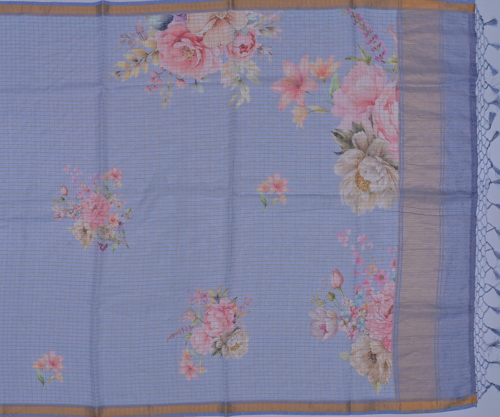 Pure Cotton Kota Doria Digital Print Saree