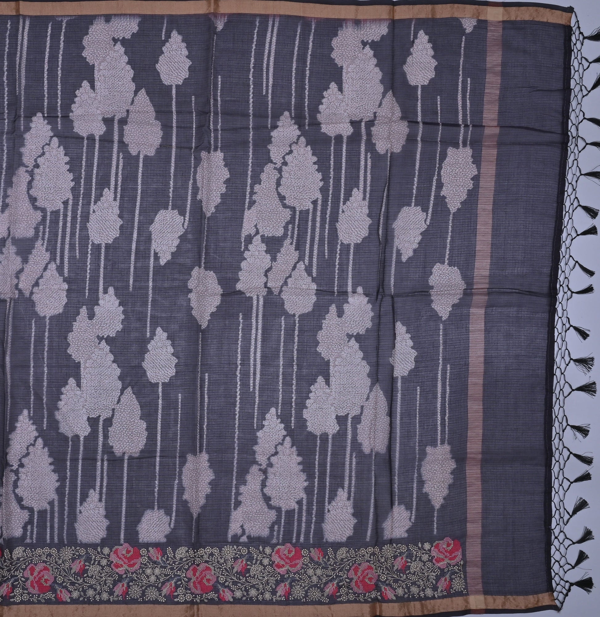 Pure Cotton Kota Doria Embroidered Saree Alongwith Digital Print