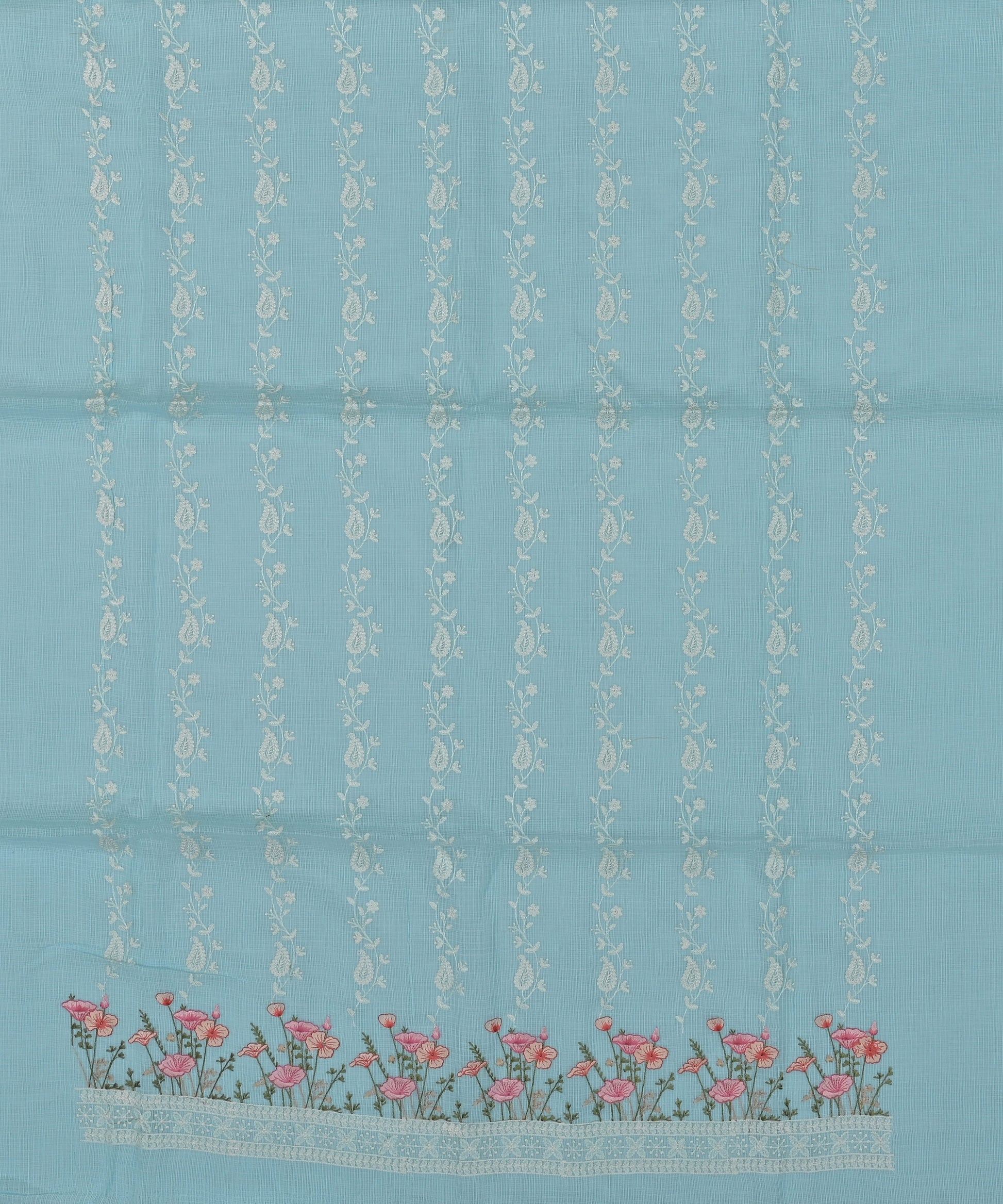 Pure Coton Kota Doria Embroidered Dress Material