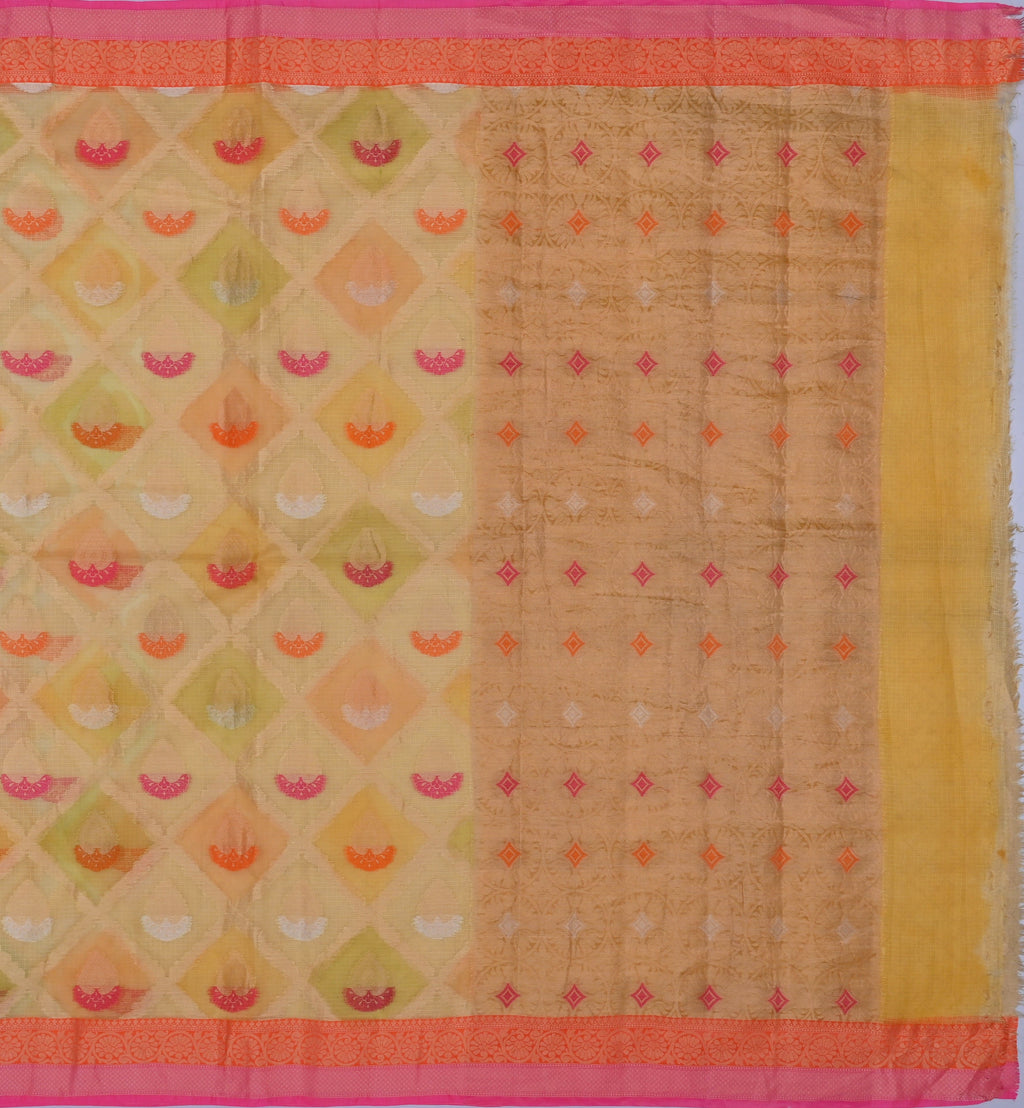 Pure Silk Kota Doria Zari And Silk Thread Weaving Motifs Saree