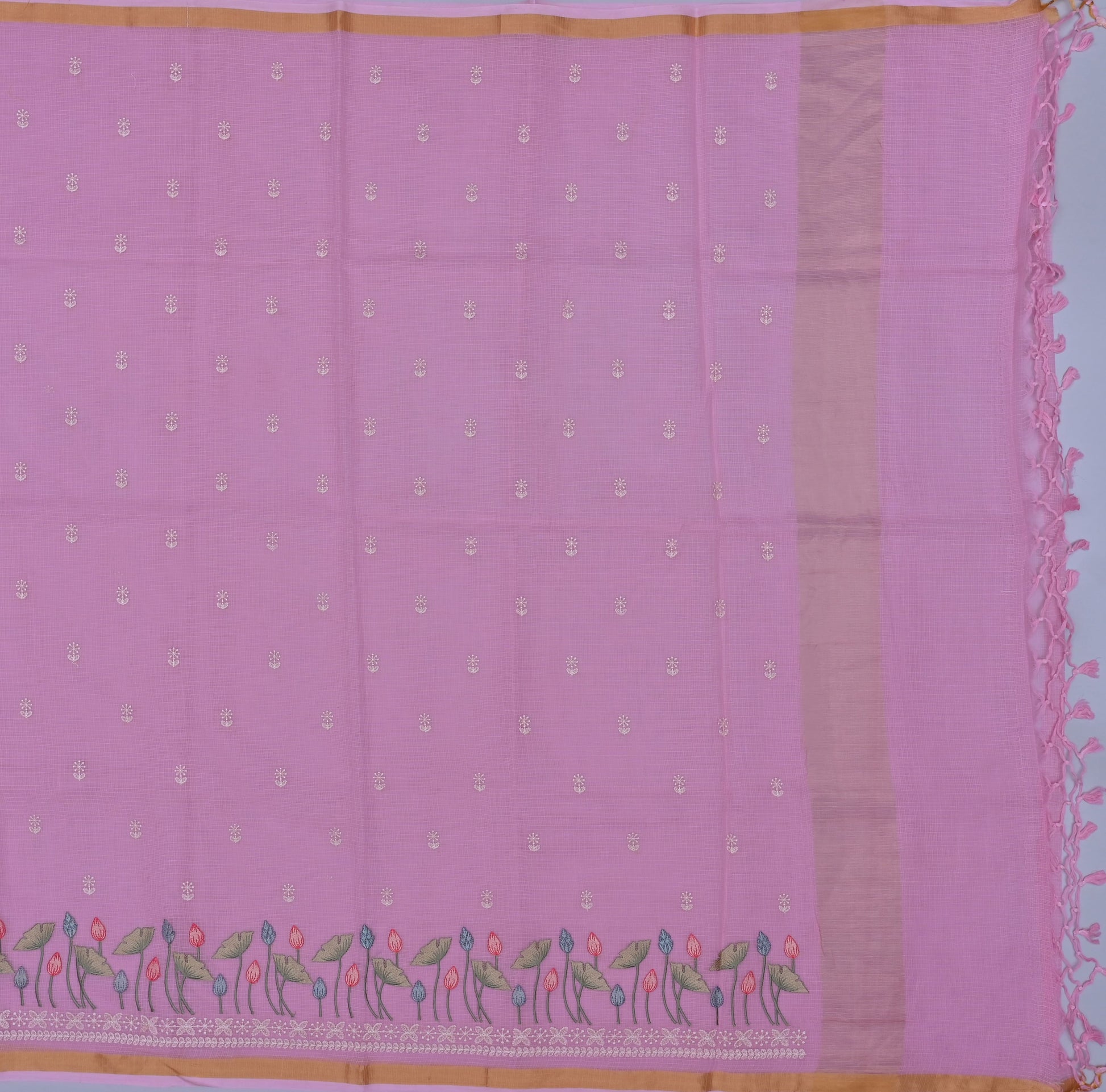 Pure Cotton Kota Doria Embroidered Saree