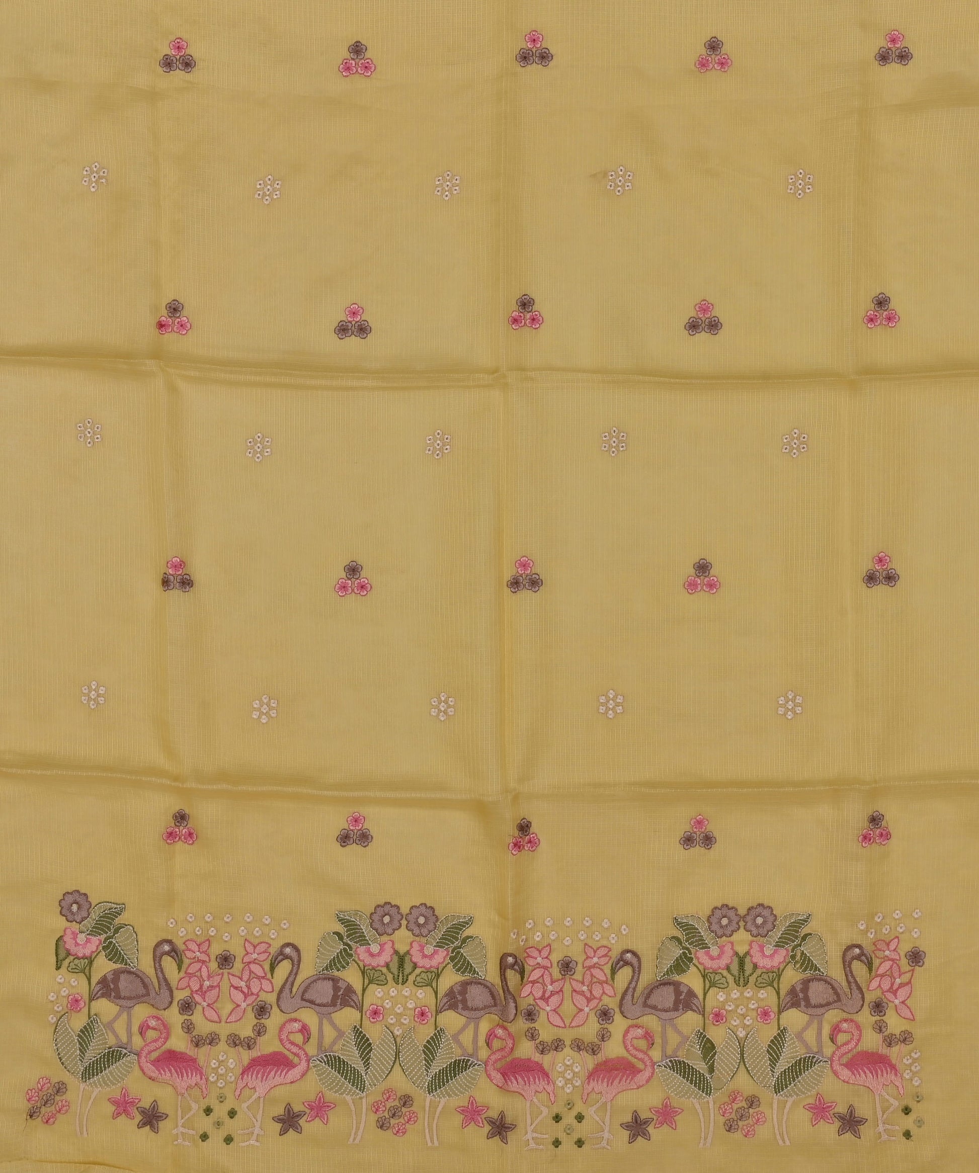 Pure Silk Kota Doria Embroidered Dress Material