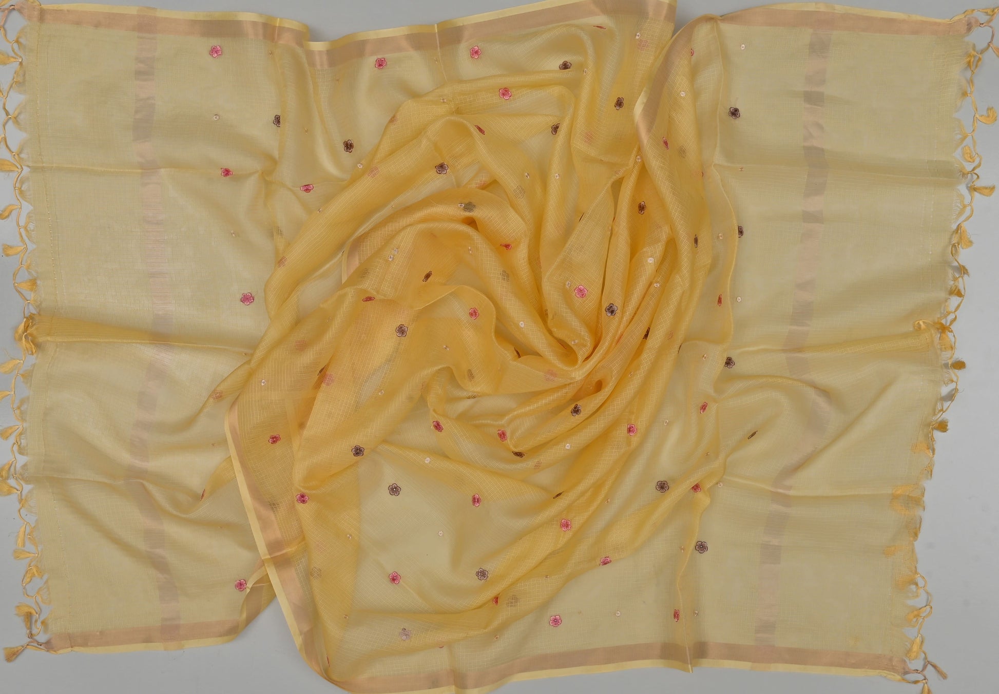 Pure Silk Kota Doria Embroidered Dress Material