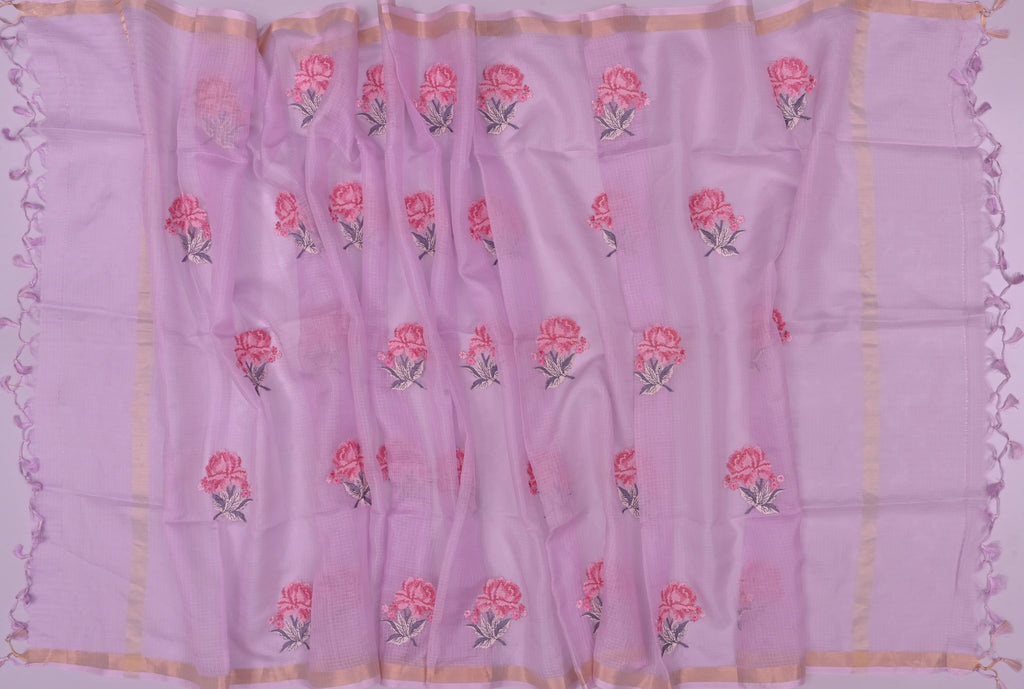 Pure Silk Kota Doria Embroidered Dress Material