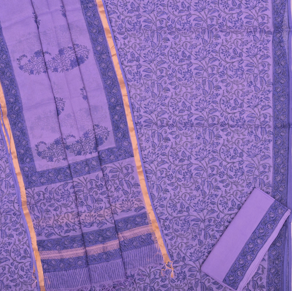 Pure Coton Kota Doria Hand Block Printed Dress Material