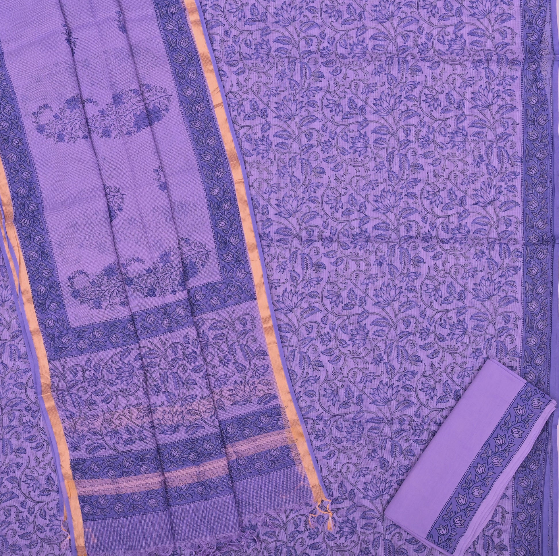Pure Coton Kota Doria Hand Block Printed Dress Material