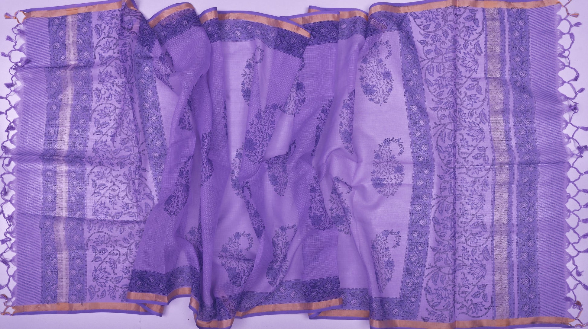 Pure Coton Kota Doria Hand Block Printed Dress Material