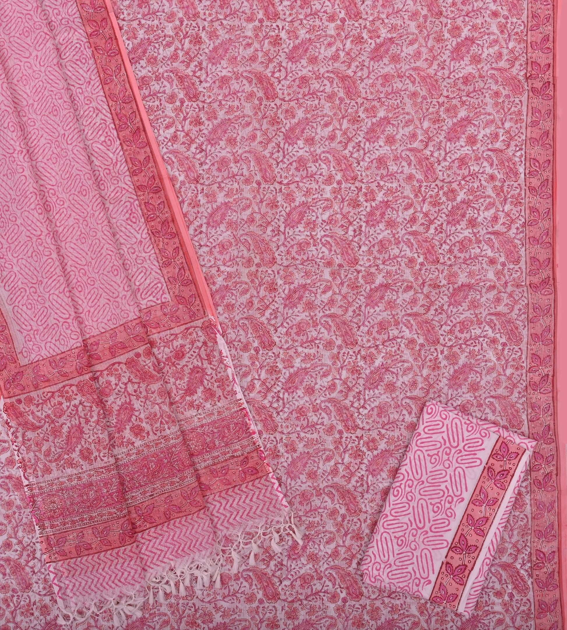 Pure Coton Kota Doria Hand Block Printed Dress Material