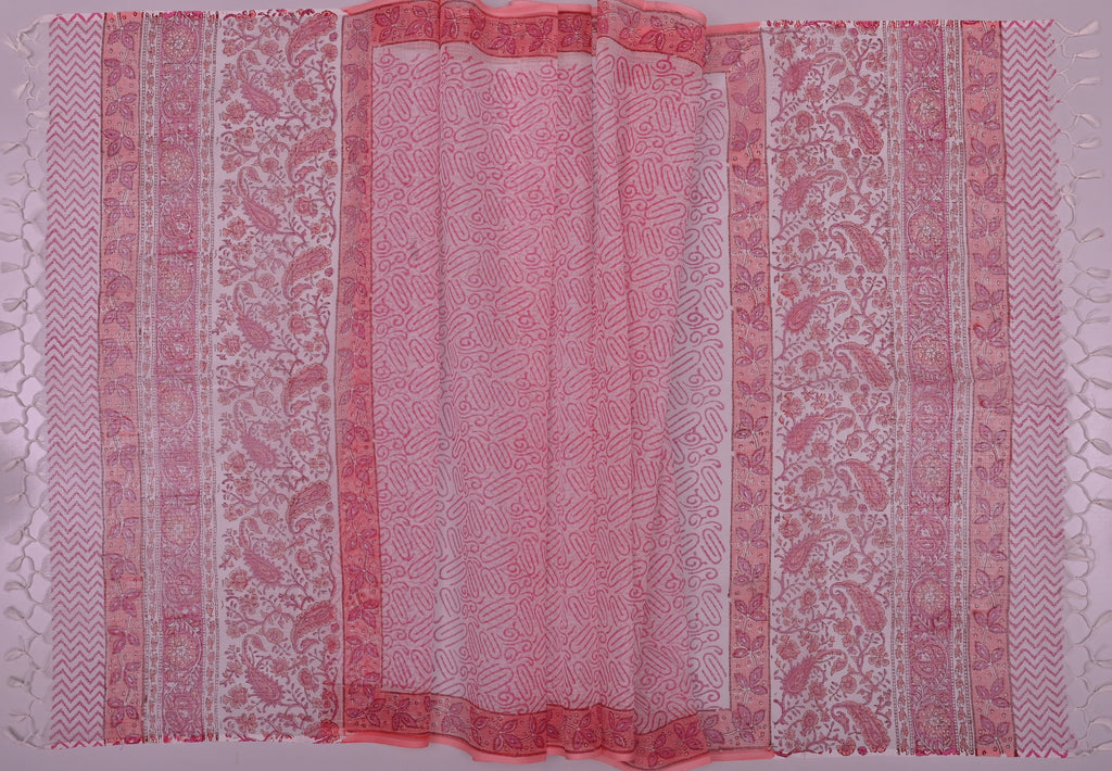 Pure Coton Kota Doria Hand Block Printed Dress Material