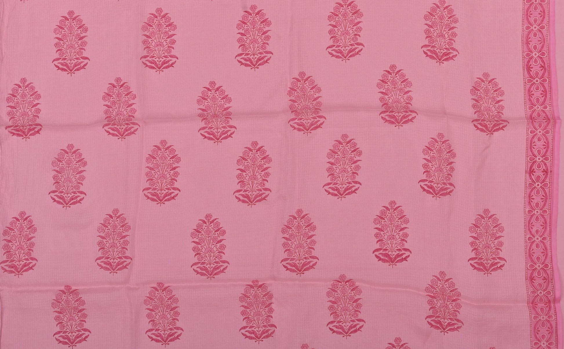 Pure Silk Kota Doria Hand Block Printed Dress Material