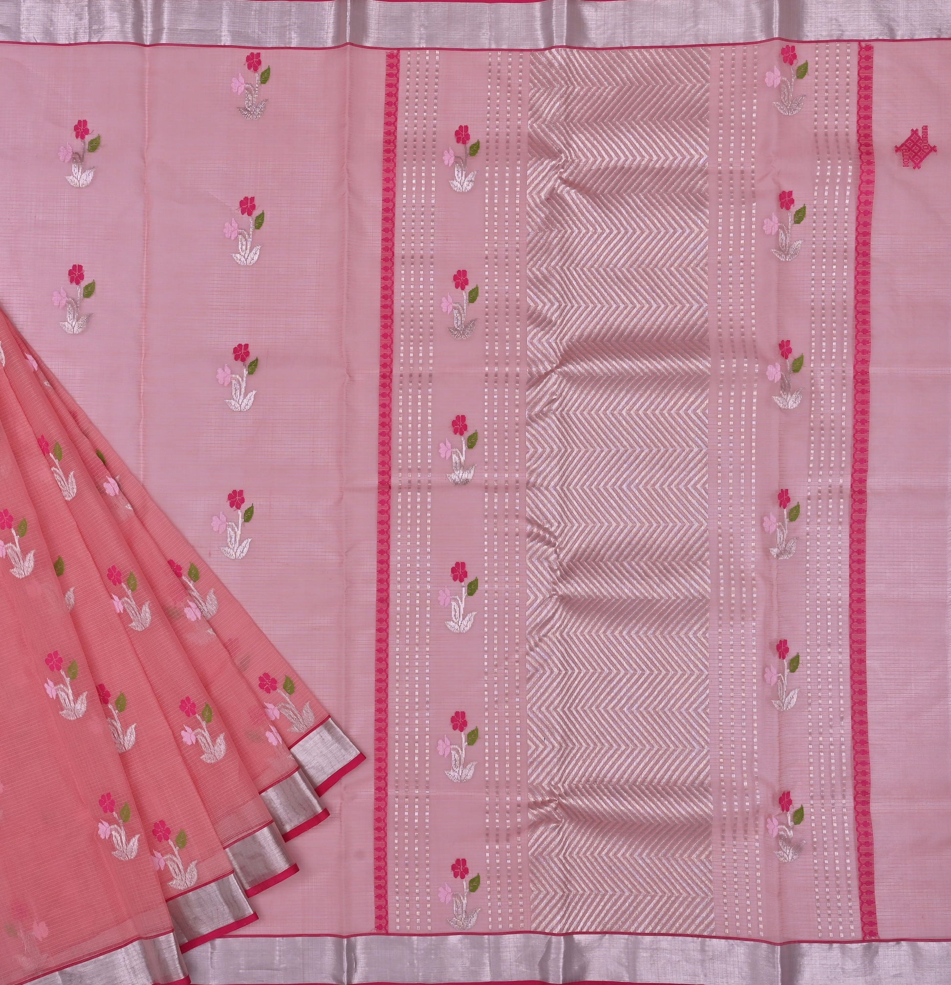 Handwoven Real Zari Kota Doria Saree
